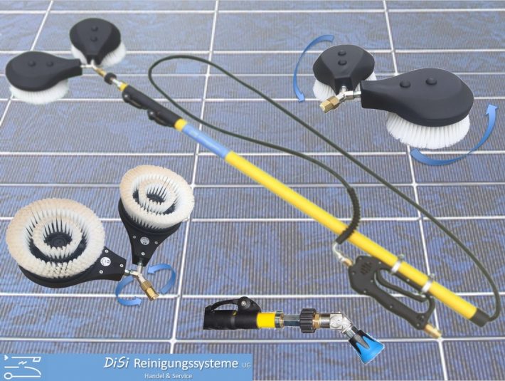 Solar-PV-Photovoltaic-Cleaning-double-Washbrush-rotating-Telescopic-Lance