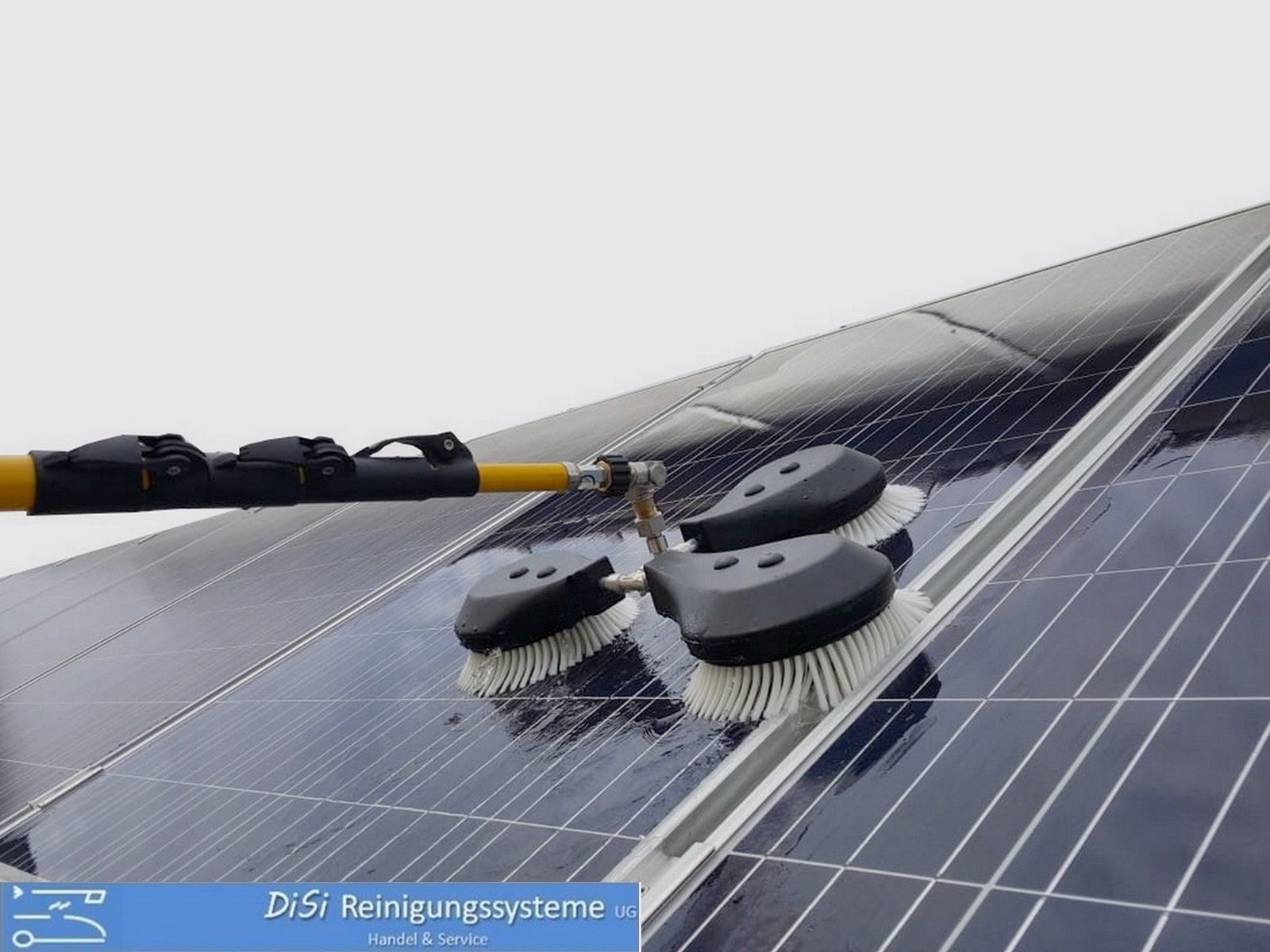 Solar PV Photovoltaic Cleaning triple Washbrush rotating Telescopic